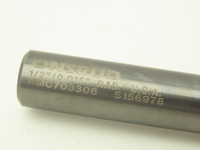 Onsrud AMC703306 Corner Radius Carbide Endmill 1/2" Dia 0.015" Radius 3-Flute