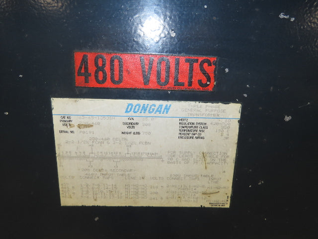 Dongan 63-65-1353SH General Purpose Transformer 65KVA 3Ph HV 230/480V LV 208V