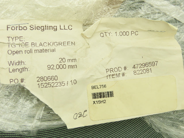 Forbo Siegling TG 10E Flat Conveyor Belt 22mm x 280' Green Fabric Machine Tape