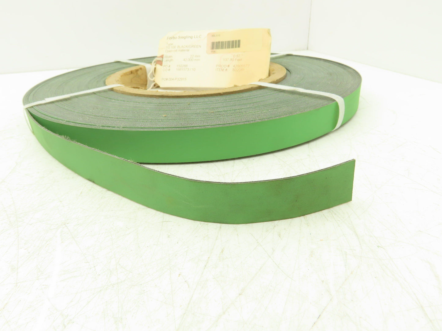 Forbo Siegling TG 10E Flat Conveyor Belt 22mm x 137' Green Fabric Machine Tape