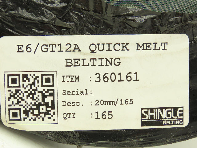 Shingle Belting E6/GT12A Flat Conveyor Belt 20mm x 165' Green Machine Tape