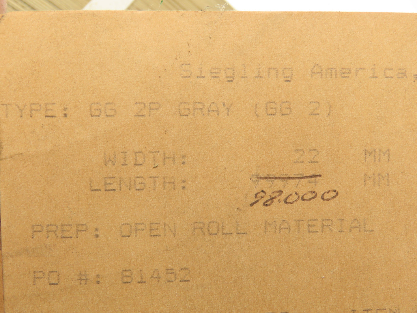 Siegling GG 2P Gray Flat Conveyor Belt 22mm x 320' Machine Tape