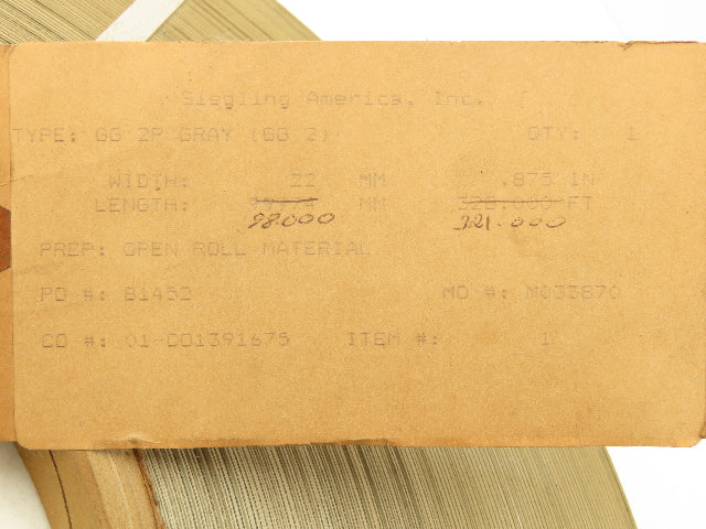 Siegling GG 2P Gray Flat Conveyor Belt 22mm x 320' Machine Tape