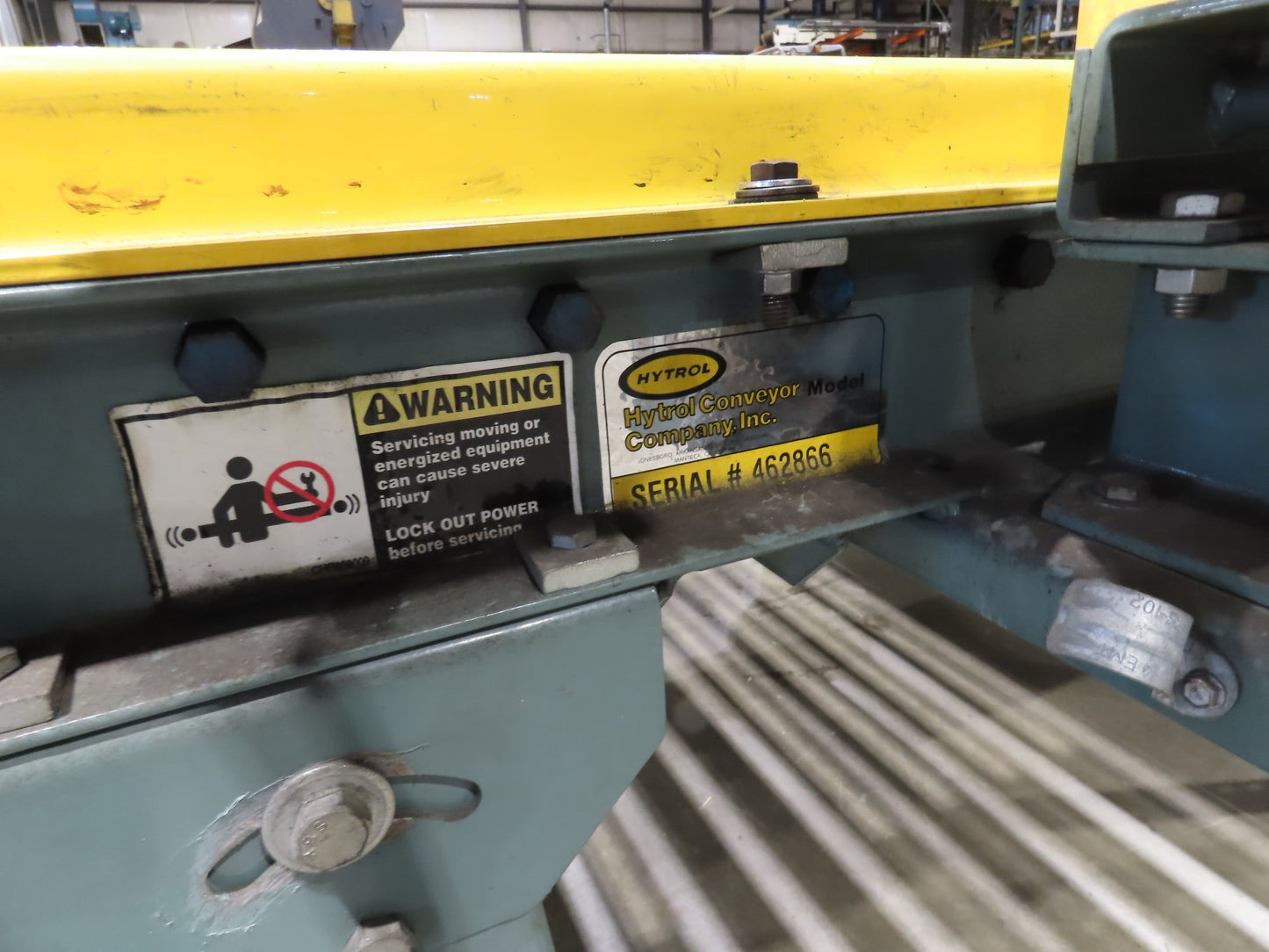 Hytrol Pallet Conveyor 2.5" Roller 51"BF x 5'L 460V Chain Drive 36fpm 30-36"H