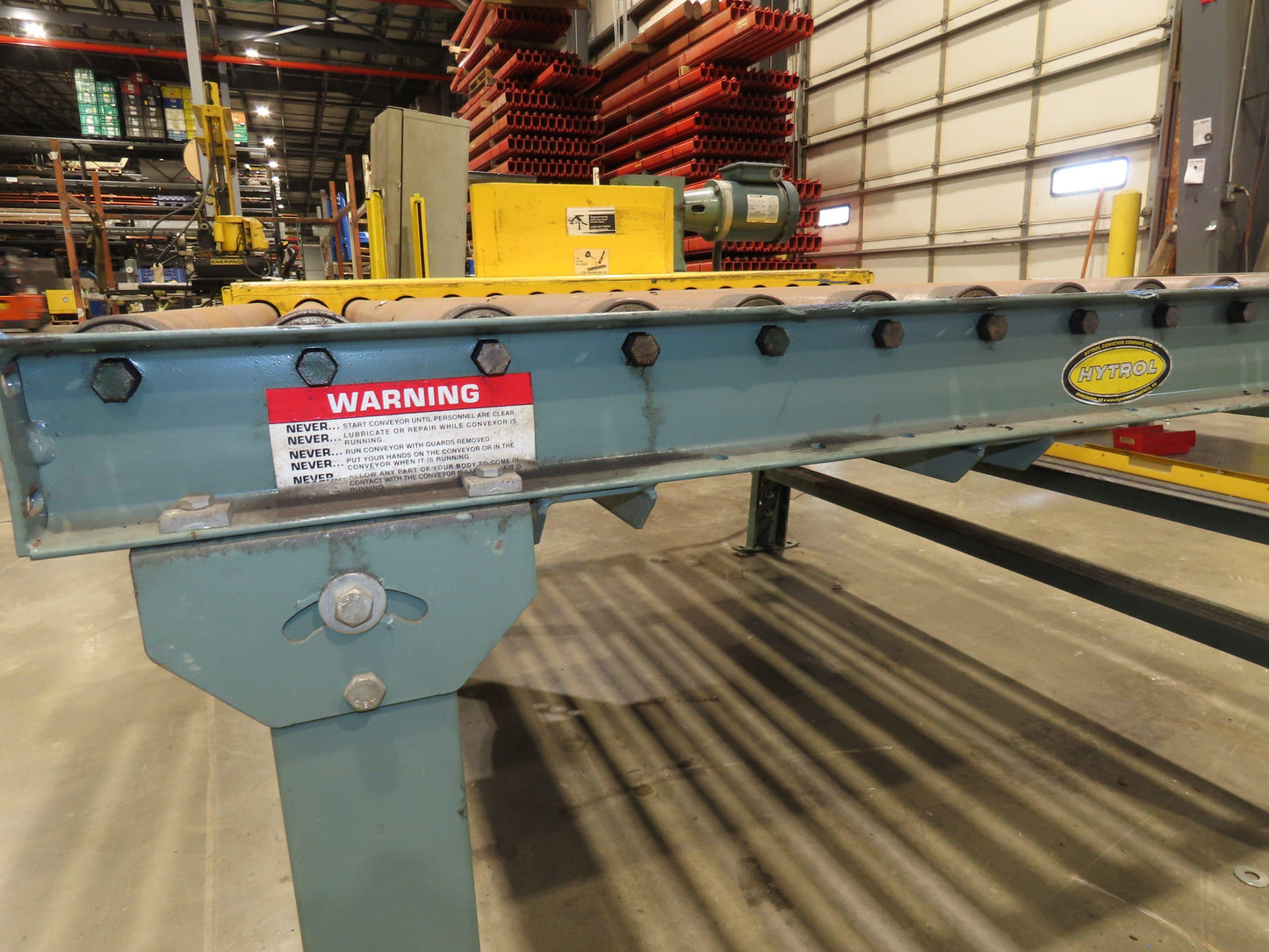 Hytrol Pallet Conveyor 2.5" Roller 51"BF x 5'L 460V Chain Drive 36fpm 30-36"H