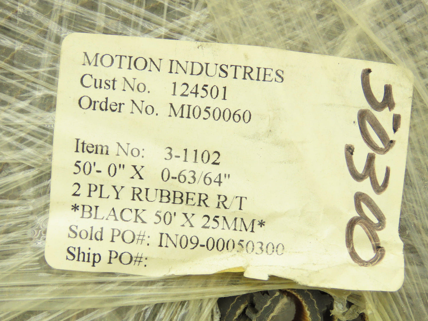 Mulhern 3-1102 Flat Conveyor Belt 63/64" x 50' Black Machine Tape