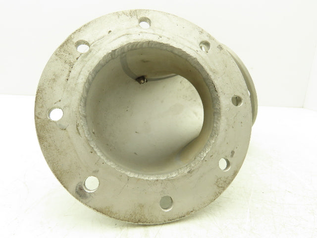 90° Elbow Pipe Fitting 4" Flanged Aluminum 8-Bolt w/Side Port