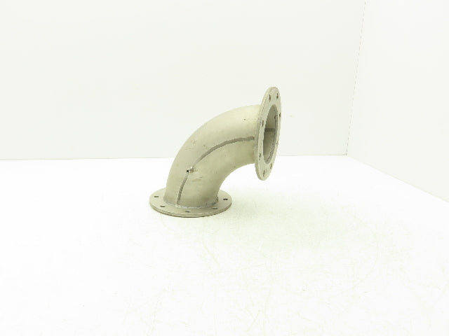 90° Elbow Pipe Fitting 4" Flanged Aluminum 8-Bolt w/Side Port