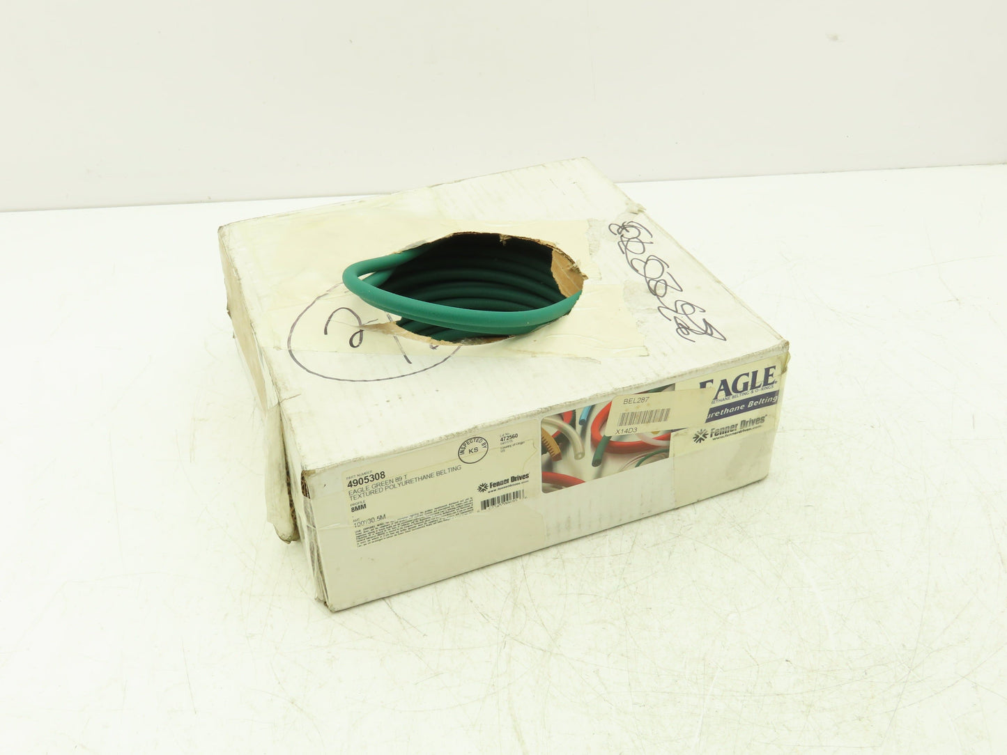 Fenner Drives 4905308 Eagle Green 89T Polyurethane Round Belting 8mm Dia 100'