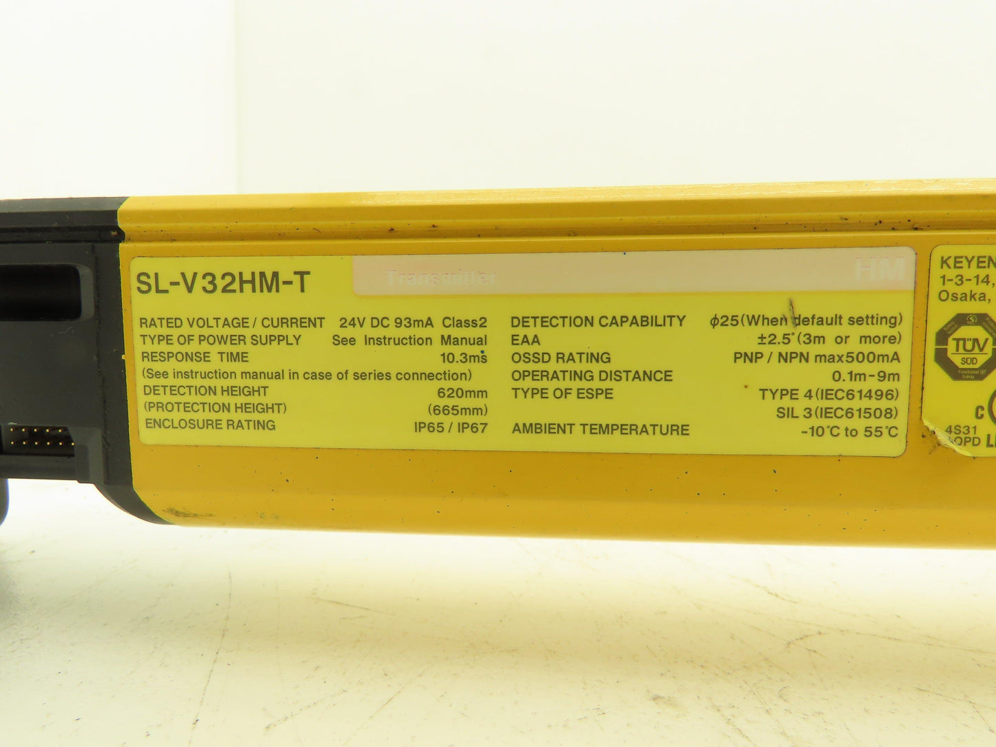 Keyence SL-V32HM-T Safety Light Curtain Transmitter 620mm 9m