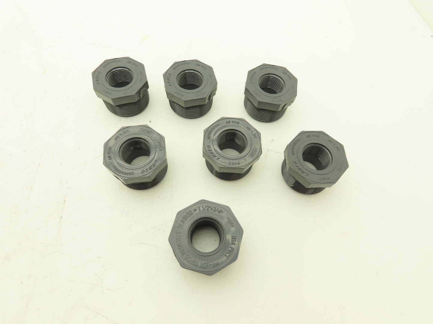 Lasco D2464 Pipe Fitting Adapter 3/4" NPT 1-1/2" NPT Schedule 80 PVCI Lot of 7