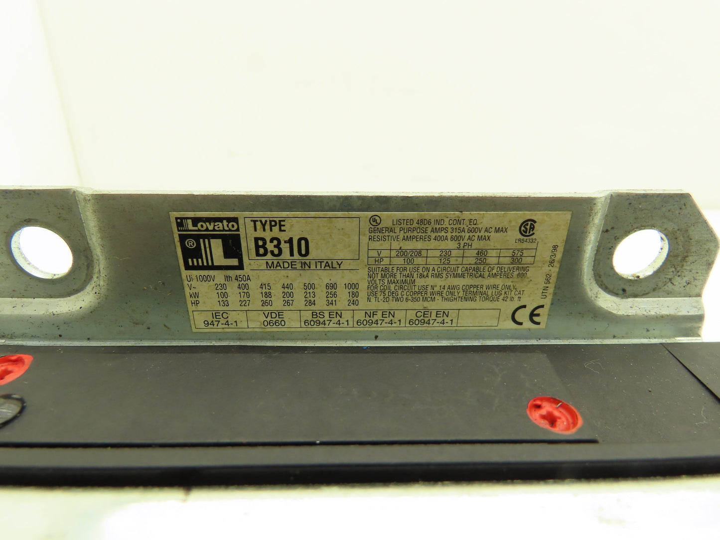 Lovato B310 Motor Starter 3PH 300HP 600VAC 480V AC/DC Coil