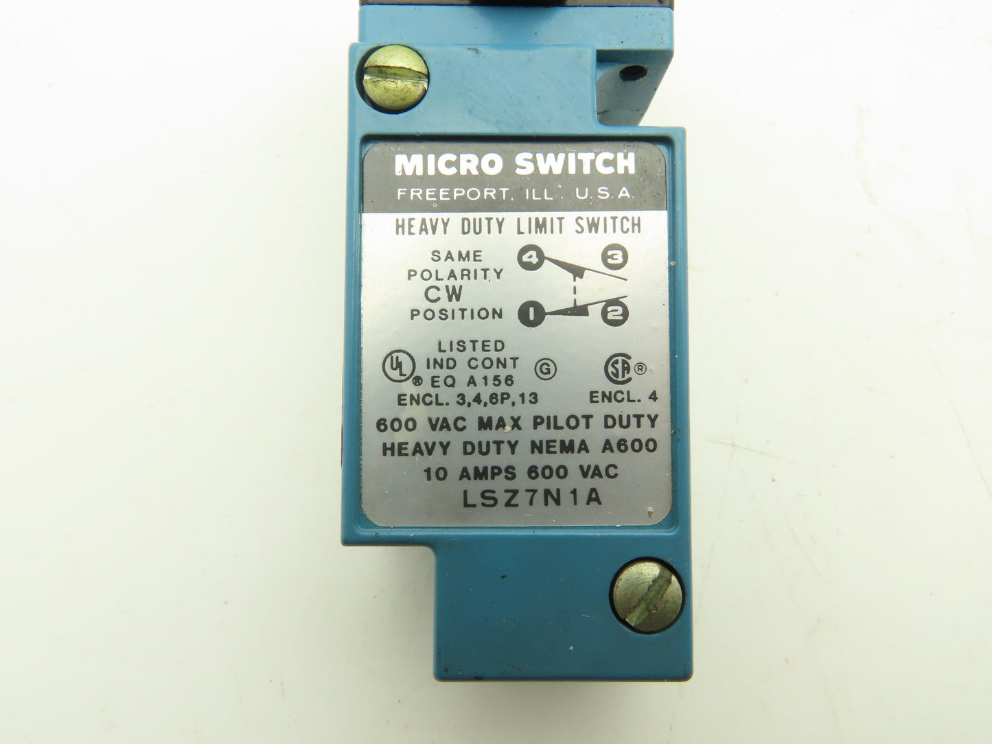 Honeywell LSZ7N1A Heavy Duty Limit Micro Switch 600VAC 10A NEMA A600