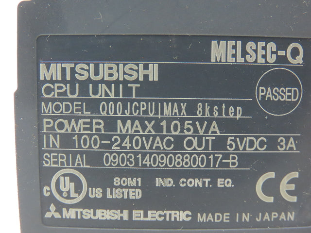 Mitsubishi Q00JCPU PLC Processor CPU 100-240VAC Input 5VDC Output Missing Cover