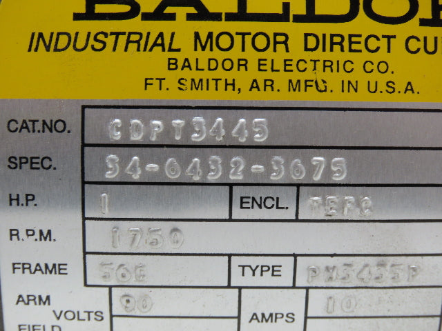 Baldor Electric CDPT3445 DC Brake Motor 90V 1Hp 10A 1750 RPM 56C