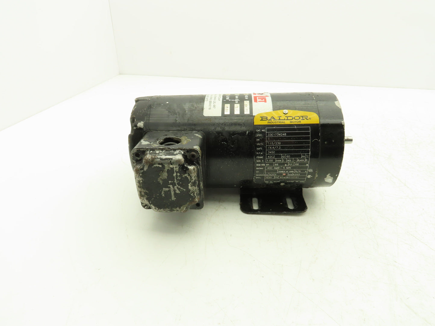 Baldor 33E173W248 AC Motor 1Hp 3450rpm 115/230v 1ph 42CZ TENV