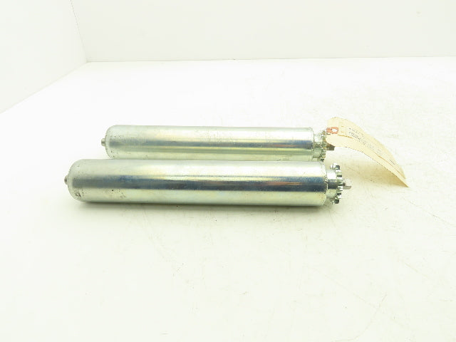 Rulmeca Sprocket Drive Steel Conveyor Roller 50mm Dia 300mm BF Lot of 2