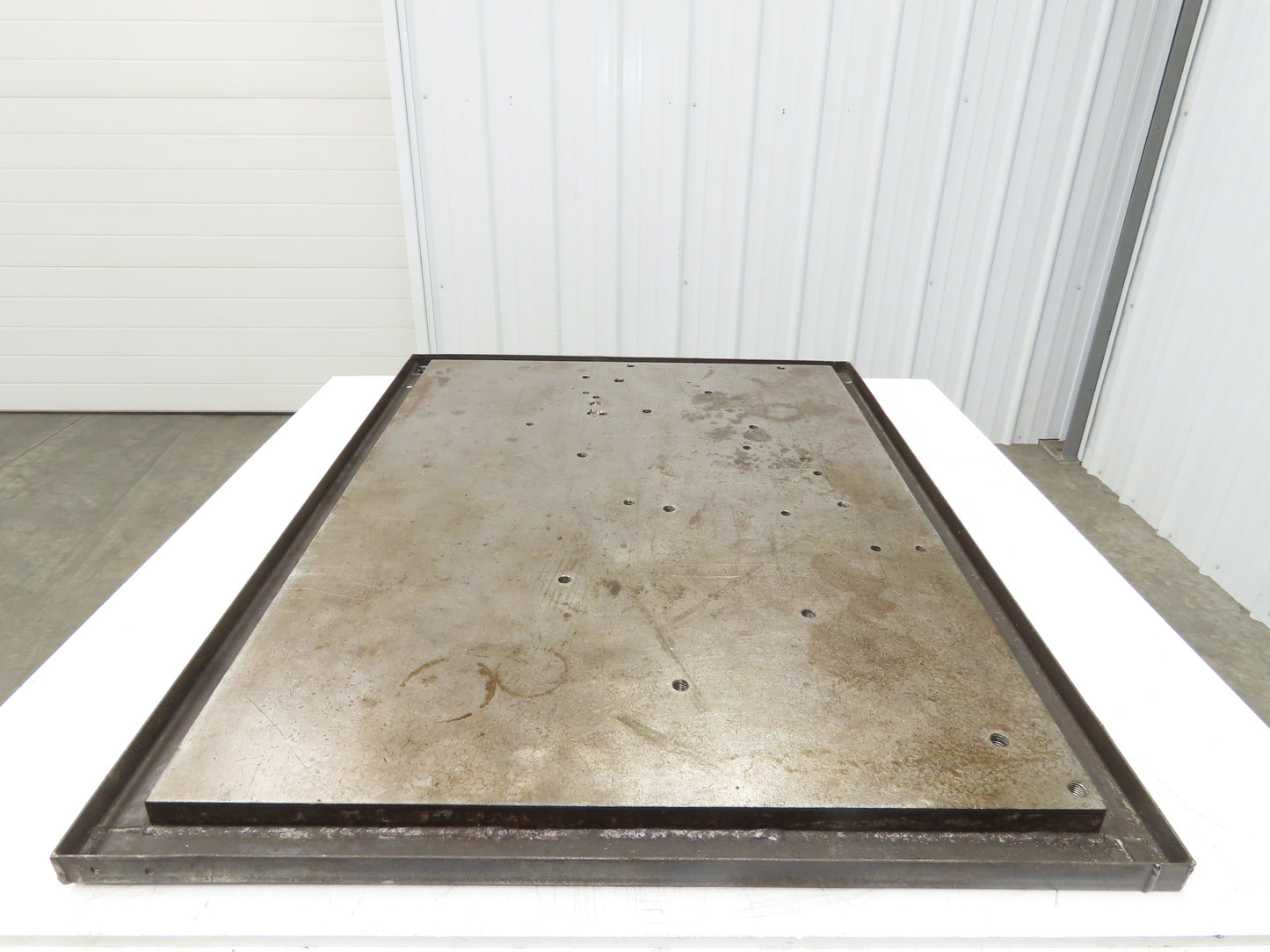 Industrial Vtg Steel Machine Base 30"x40" Top Coolant Oil Trough Welding Table