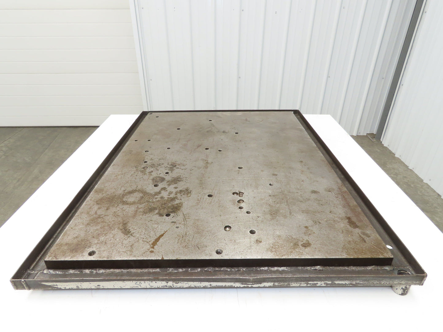 Industrial Vtg Steel Machine Base 30"x40" Top Coolant Oil Trough Welding Table