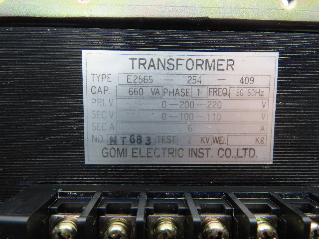 Gomi Electric Stepdown Transformer 2kV 1Ph HV200/220 - LV100/110