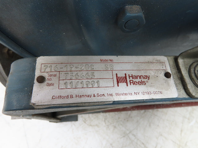 Hannay Reels 716-19-20C SR Retractable Industrial Air Hose Reel 1/2" X 38'