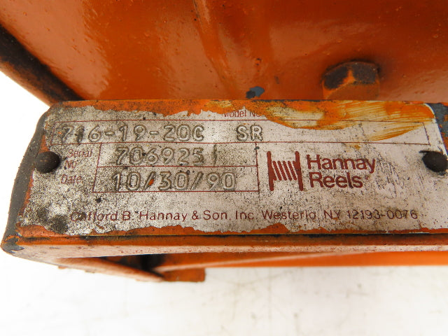 Hannay Reels 716-19-20C SR Retractable Industrial Air Hose Reel 1/2" X 41'