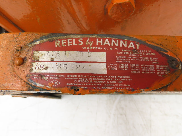 Hannay Reels 716-19-20C Retractable Industrial Air Hose Reel 1/2" X 41'