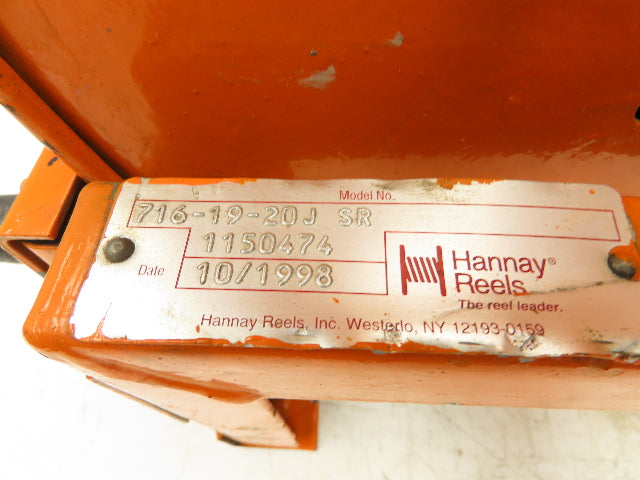 Hannay Reels 716-19-20J SR Retractable Industrial Air Hose Reel 1/2" X 35'