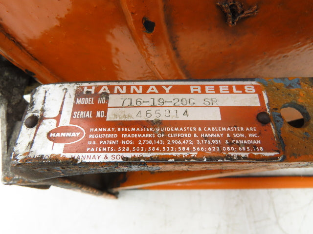 Hannay Reels 716-19-20C SR Retractable Industrial Air Hose Reel 1/2" X 52'