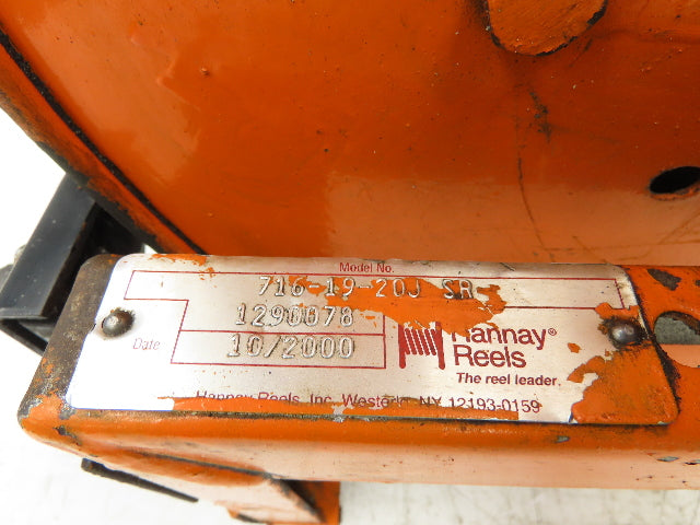 Hannay Reels 716-19-20J SR Retractable Industrial Air Hose Reel 1/2" X 40'
