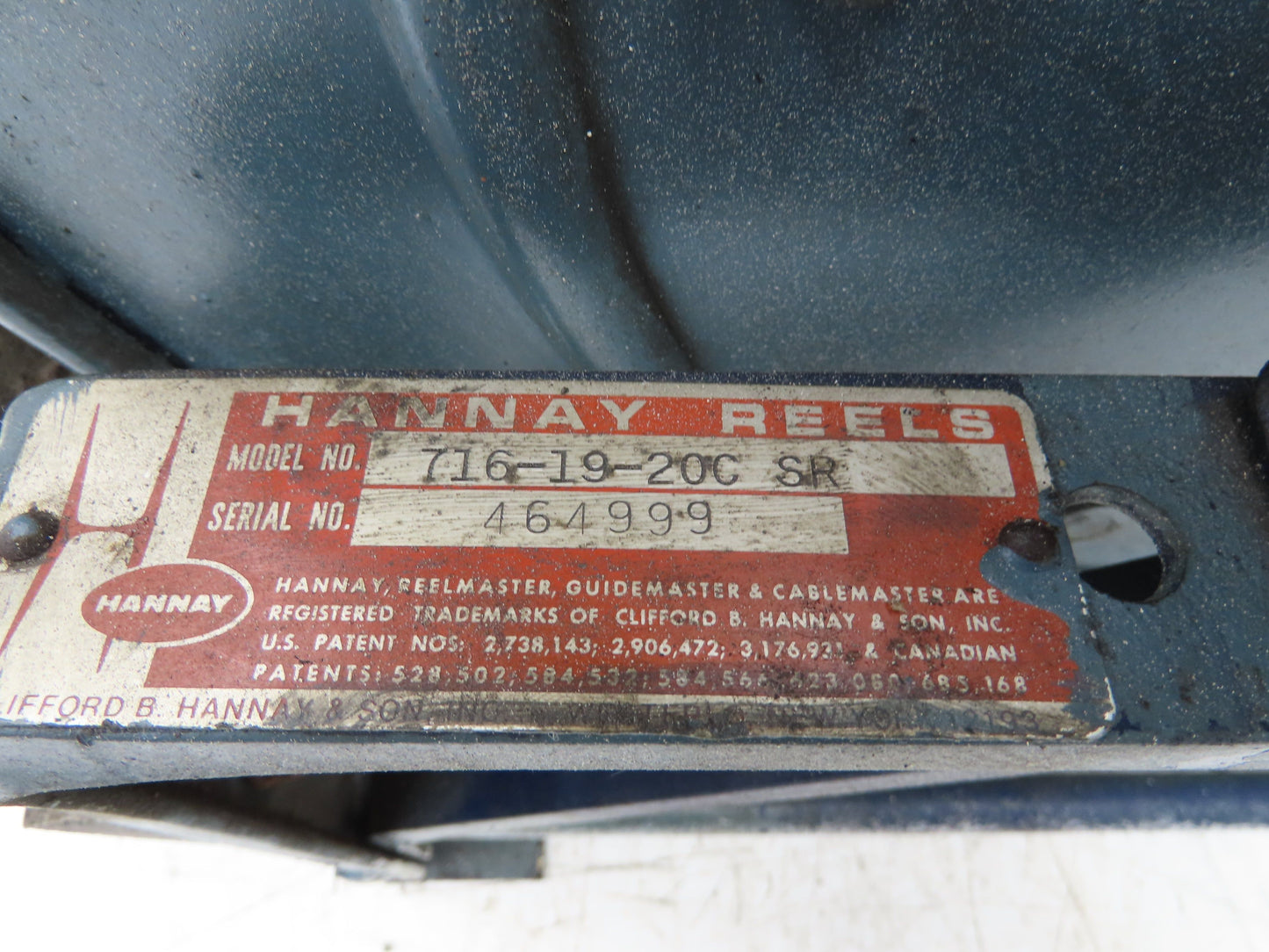 Hannay Reels 716-19-20C SR Retractable Industrial Air Hose Reel 1/2" X 41'