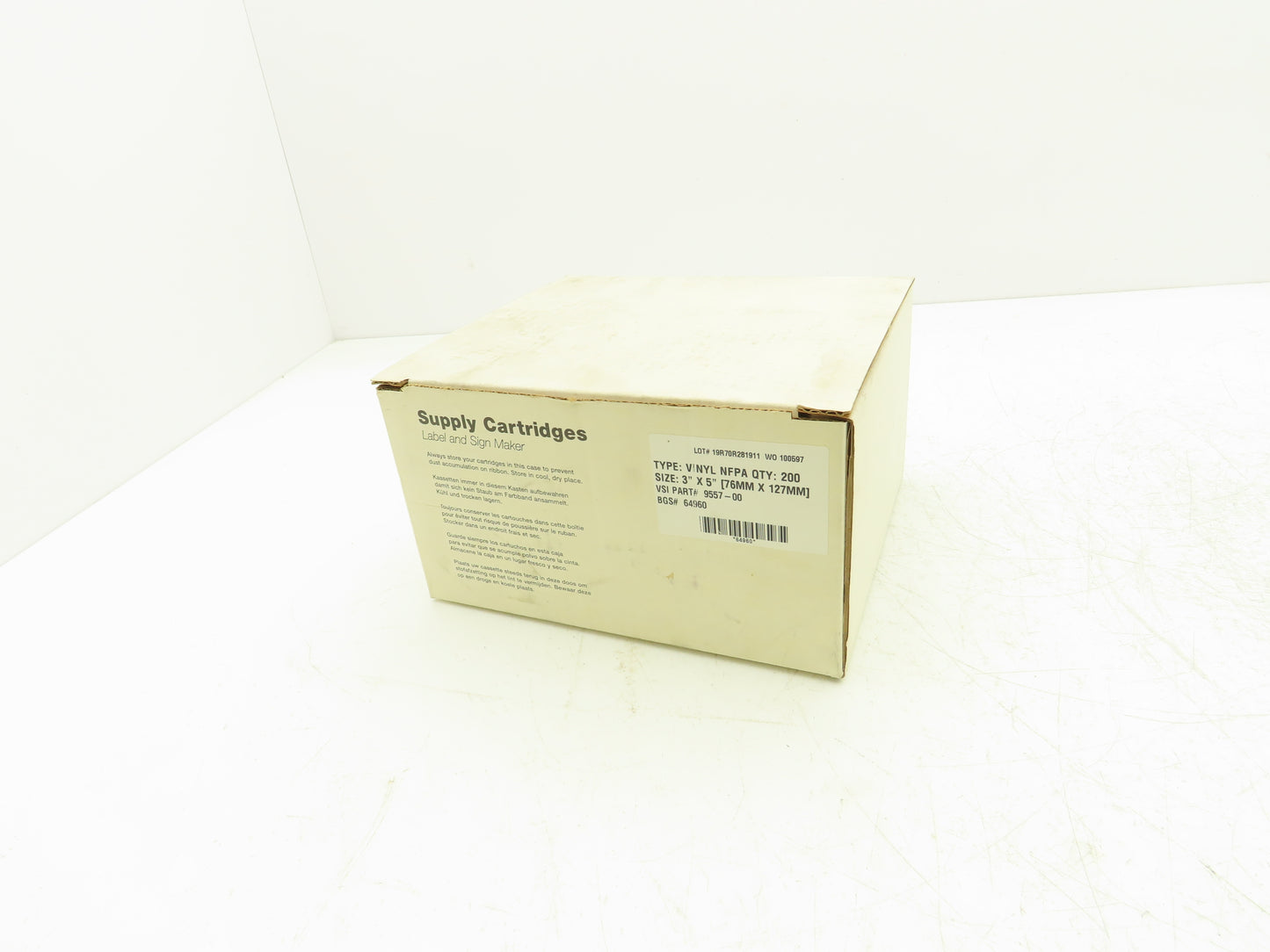Brady 64960 Supply Cartridges For Label And Sign Maker 3" X 5"