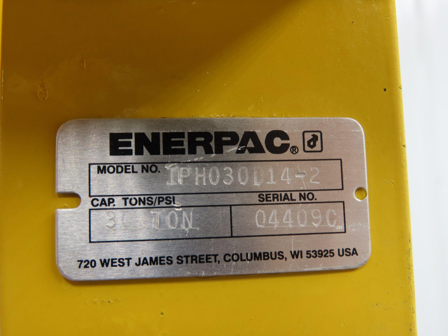 Enerpac IPE3060 Hydraulic Press 30 Ton H Frame 120V Pump Double Acting Cylinder
