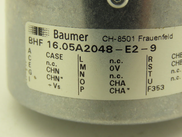 Baumer Electric 16.05A2048-E2-9 Rotary Encoder 12mm Blind Hollow Shaft 2048PPR