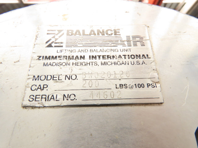 Ingersoll Zimmerman BW020120 Pneumatic Air Balancer 6' Travel 400Lb w/Load Block
