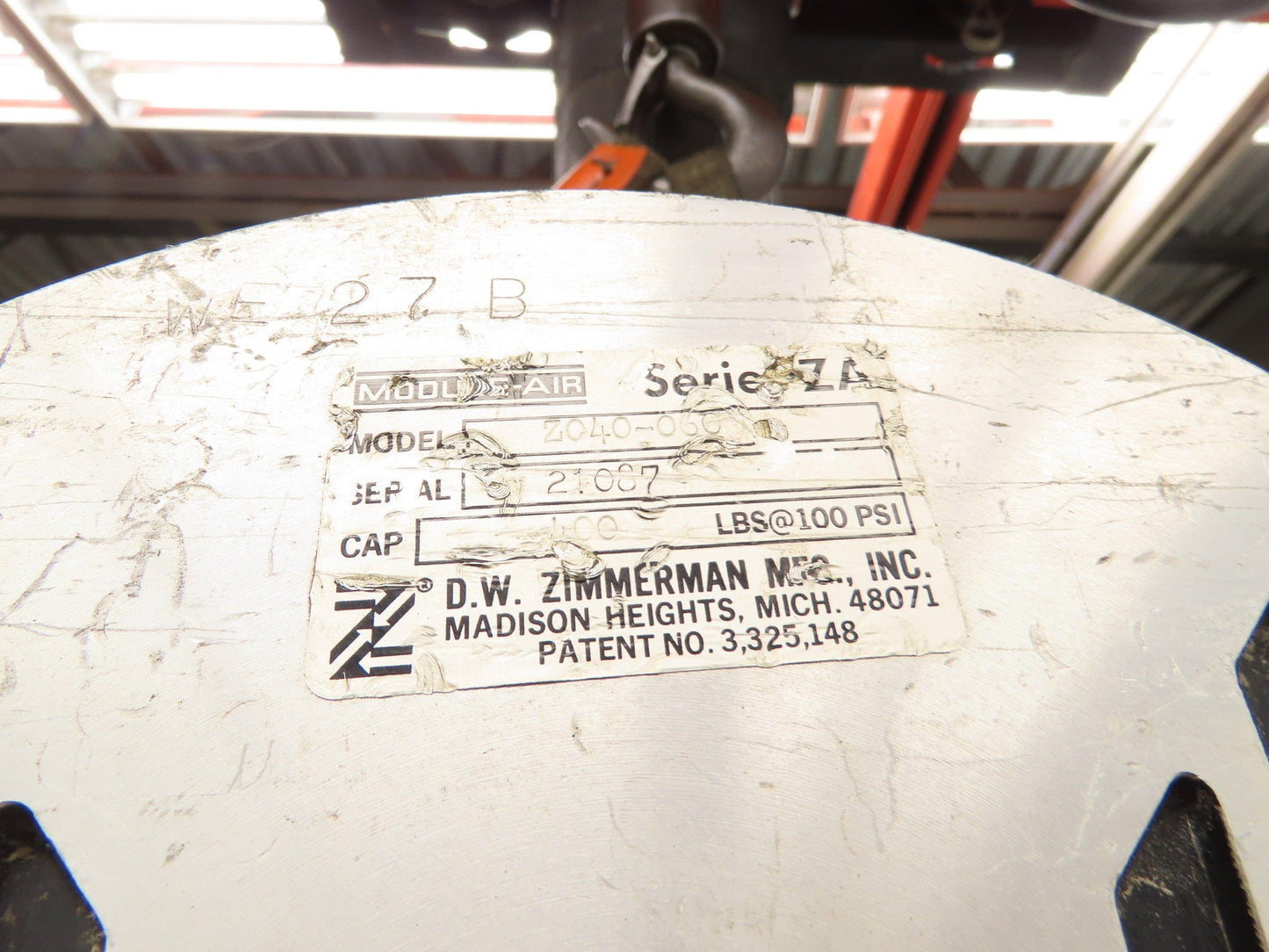 Ingersoll Zimmerman Z040-060 Pneumatic Air Balancer 6' Travel 400Lb w/Load Block