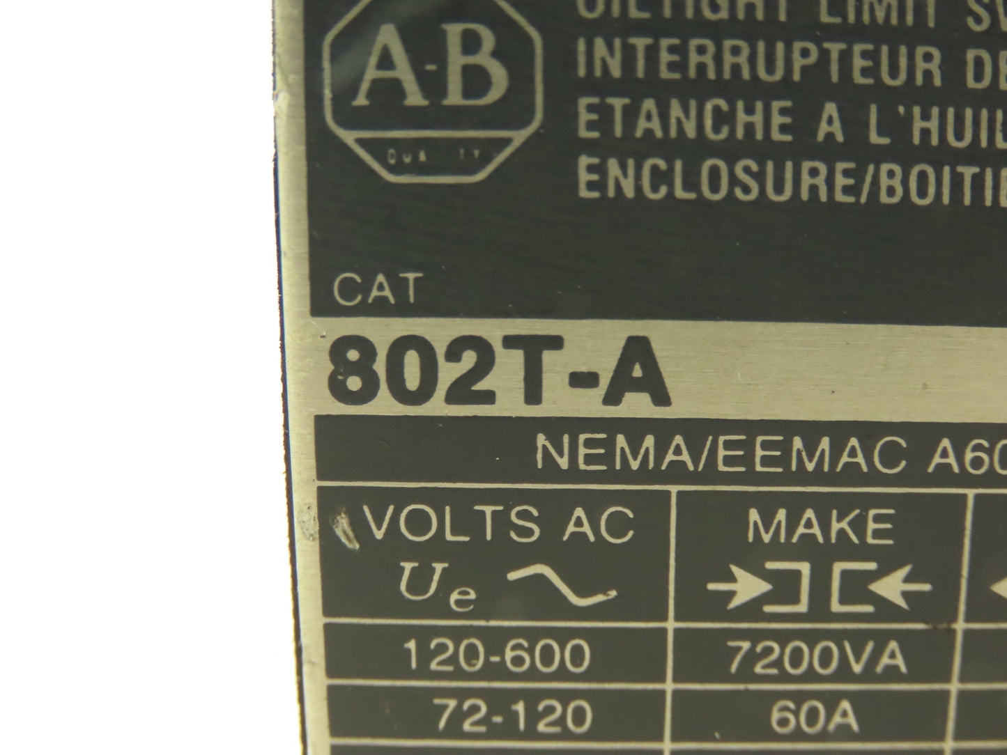 Allen Bradley 802T-A Oiltight Limit Switch Series D