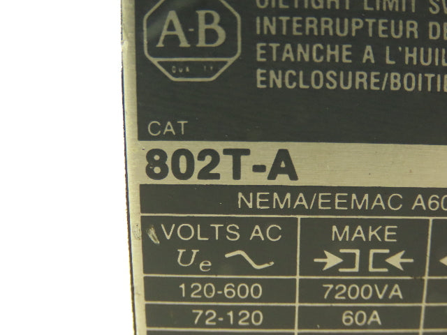 Allen Bradley 802T-A Oiltight Limit Switch Series D