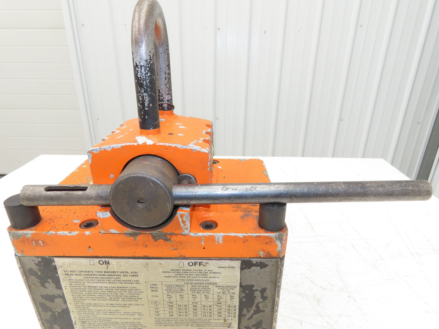 OS Walker CM-800 Toter Permanent Lift Magnet 1760 Capacity Pivoting Lifting Lug