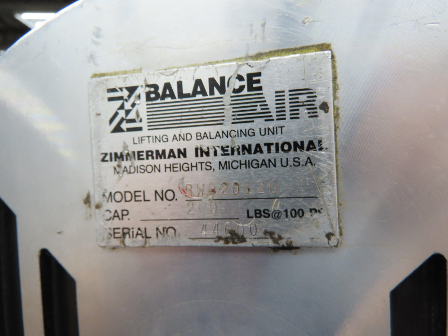 Ingersoll Zimmerman BW020120 Pneumatic Air Balancer 6' Travel 400Lb Swivel Mount