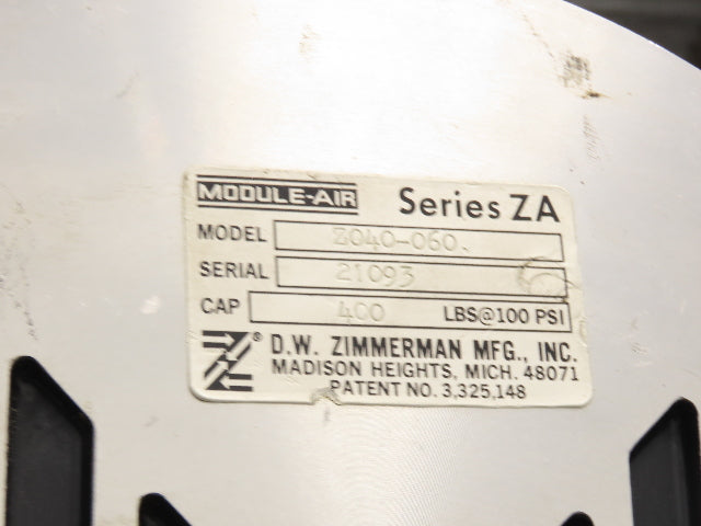 Ingersoll Zimmerman Z040-060 Pneumatic Air Balancer 6' Travel 400Lb w/Load Block