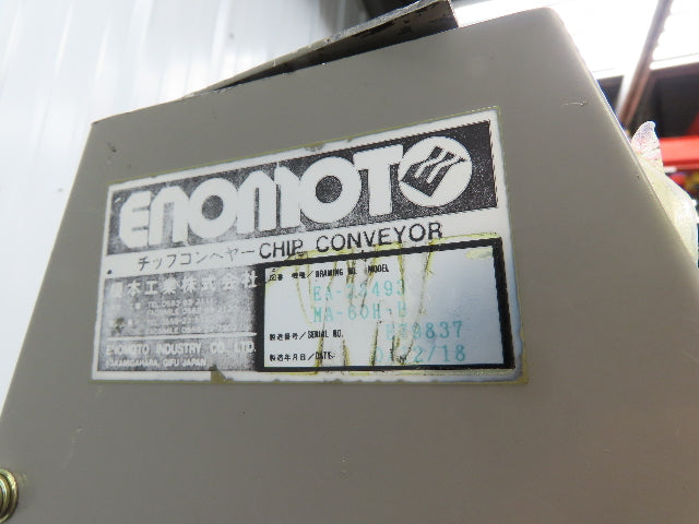 Enomoto CNC Chip Conveyor 16"x 67" Infeed 46-50" Discharge 220V 3PH