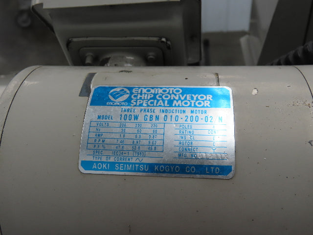 Enomoto CNC Chip Conveyor 16"x 67" Infeed 46-50" Discharge 220V 3PH