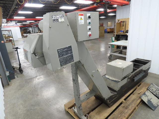 Enomoto CNC Chip Conveyor 16"x 67" Infeed 47-51" Discharge 220V 3PH
