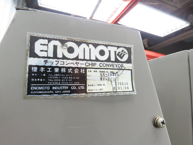 Enomoto CNC Chip Conveyor 16"x 67" Infeed 47-51" Discharge 220V 3PH