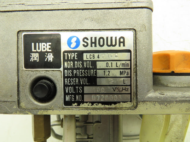 Showa LCB 4 Lubrication Pump Lube Oil 100V 0.1LPM 1.2Mpa