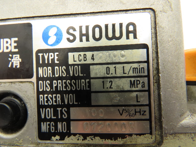 Showa LCB 4 Lubrication Pump Lube Oil 100V 0.1LPM 1.2Mpa