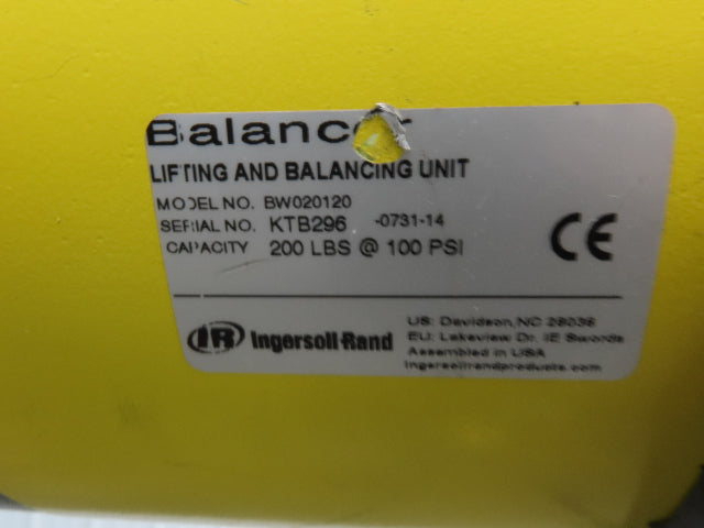 Ingersoll Zimmerman BW020120 Pneumatic Air Balancer 6' Travel 400Lb Swivel Mount