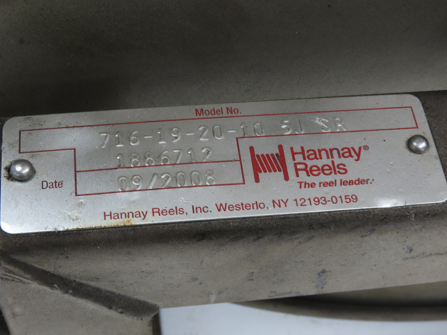 Hannay Reels 716-19-20-10 5J SR Retractable Industrial Air Hose Reel No Hose