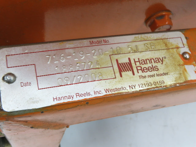 Hannay Reels 716-19-20-10 5J SR Retractable Industrial Air Hose Reel 1/2" X 56'